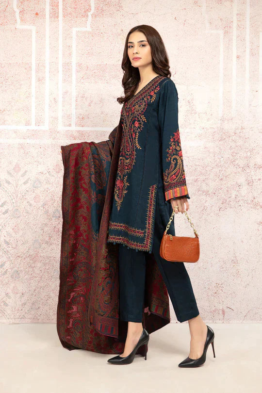 MARIA B-3PC LAWN EMBROIDRED SHIRT WITH MONARK PRINT DUPATTA AND TROUSER